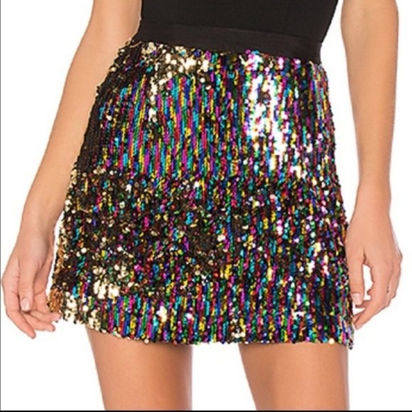 NBD Dresses & Skirts - NBD Rainbow Sequin Spin Sequin Mini Skirt XS